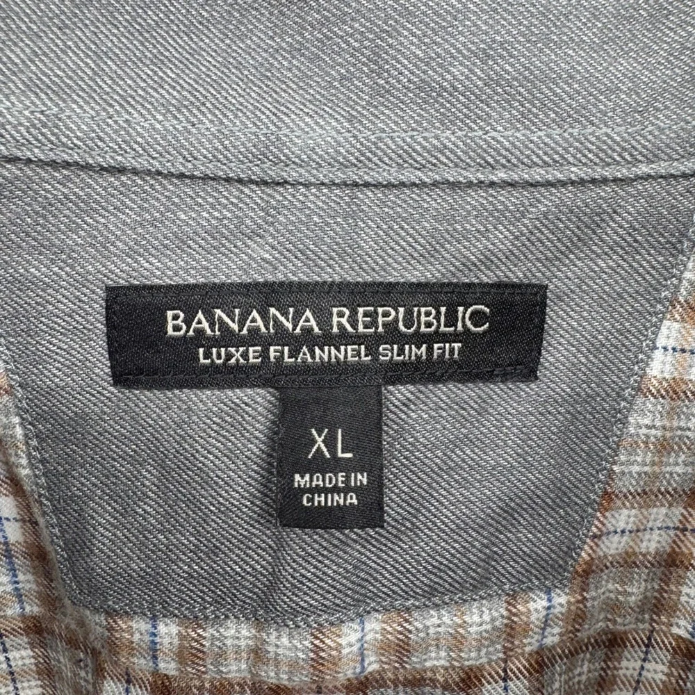 Banana Republic Luxe Flannel Slim Fit Plaid Button Down‎ Shirt XL Mens